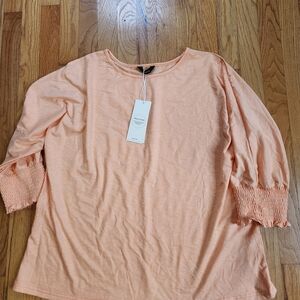 Weekend Ready Peach Smocked-Sleeve Women’s Top